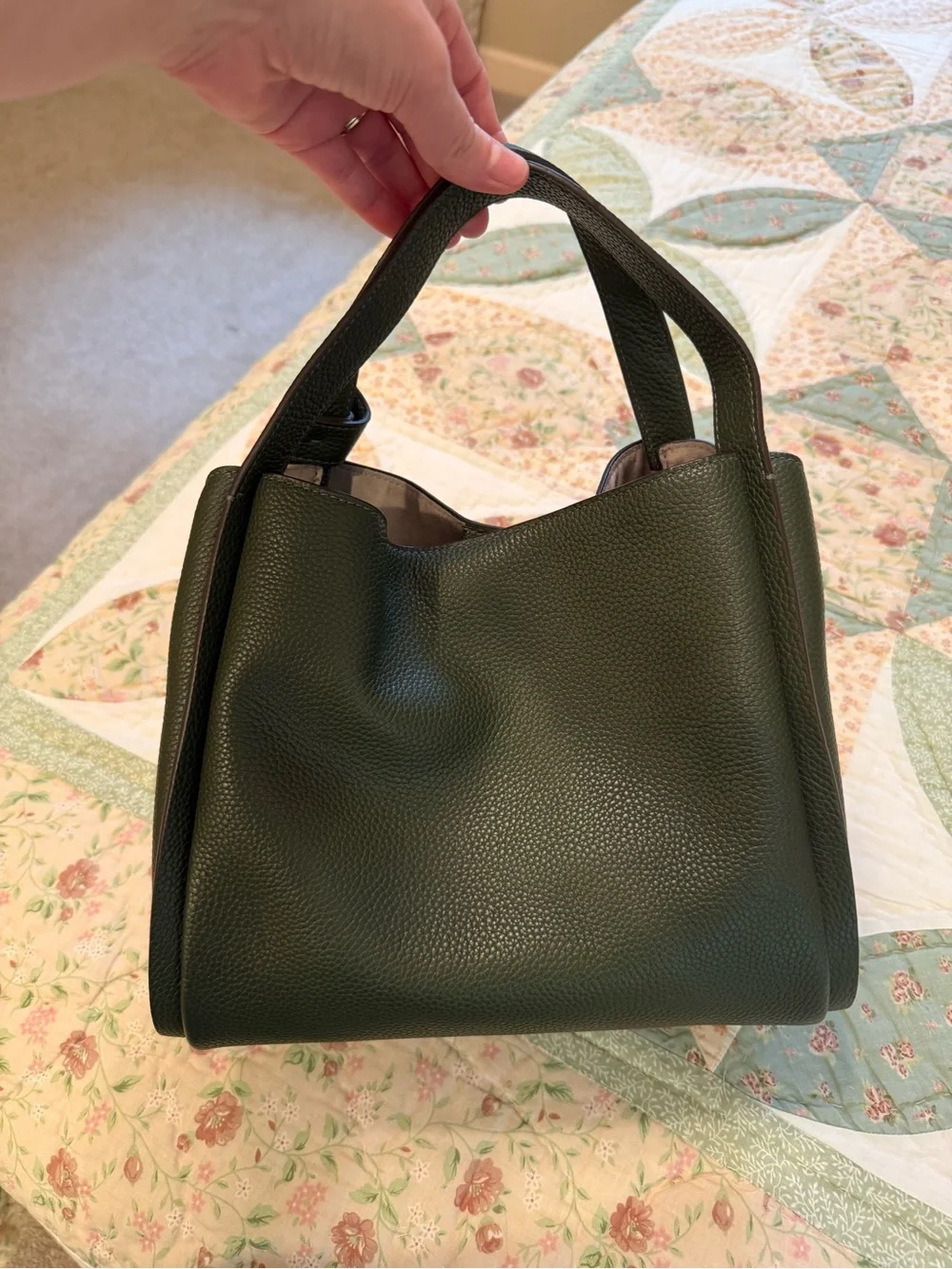 kate spade Dark Green Pebbled Leather Shoulder Bag